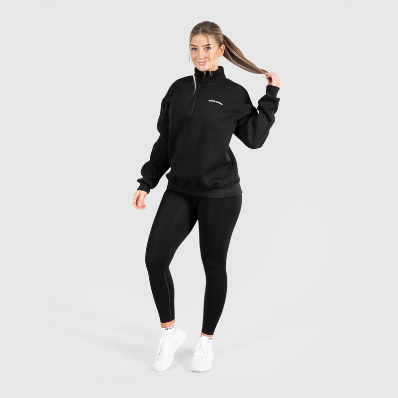 Damen Sweatshirt Half Zip Teresita Schwarz für Sport & Freizeit