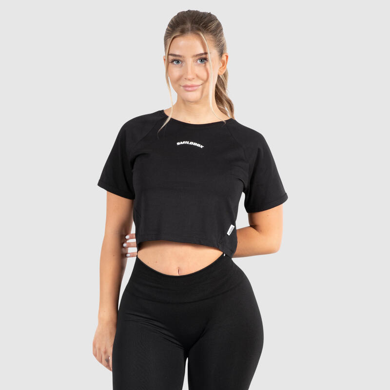 Damen Crop T-Shirt Nalani Schwarz für Sport & Freizeit
