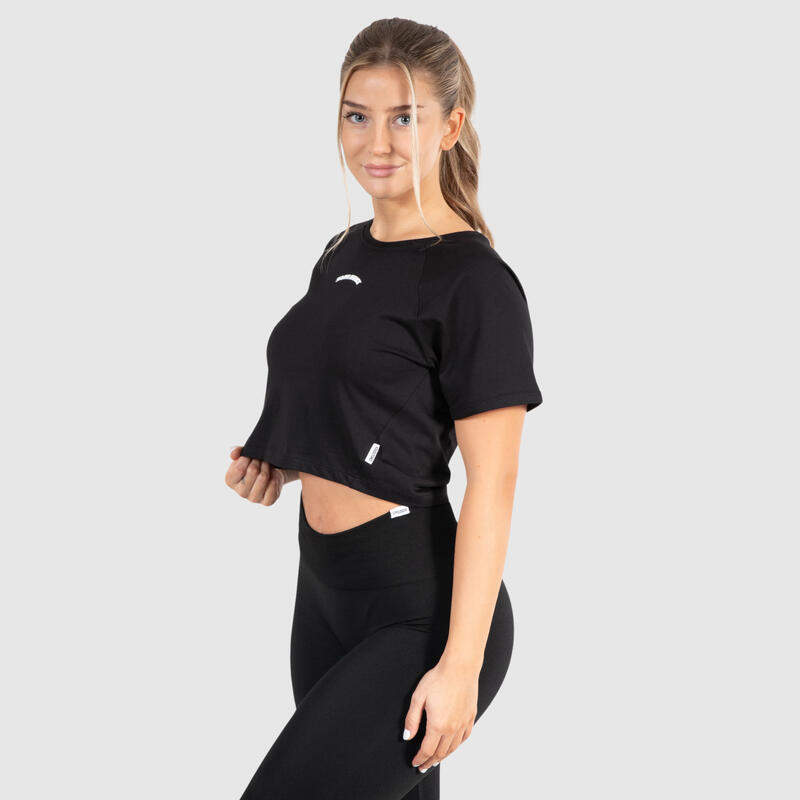 Damen Crop T-Shirt Nalani Schwarz für Sport & Freizeit