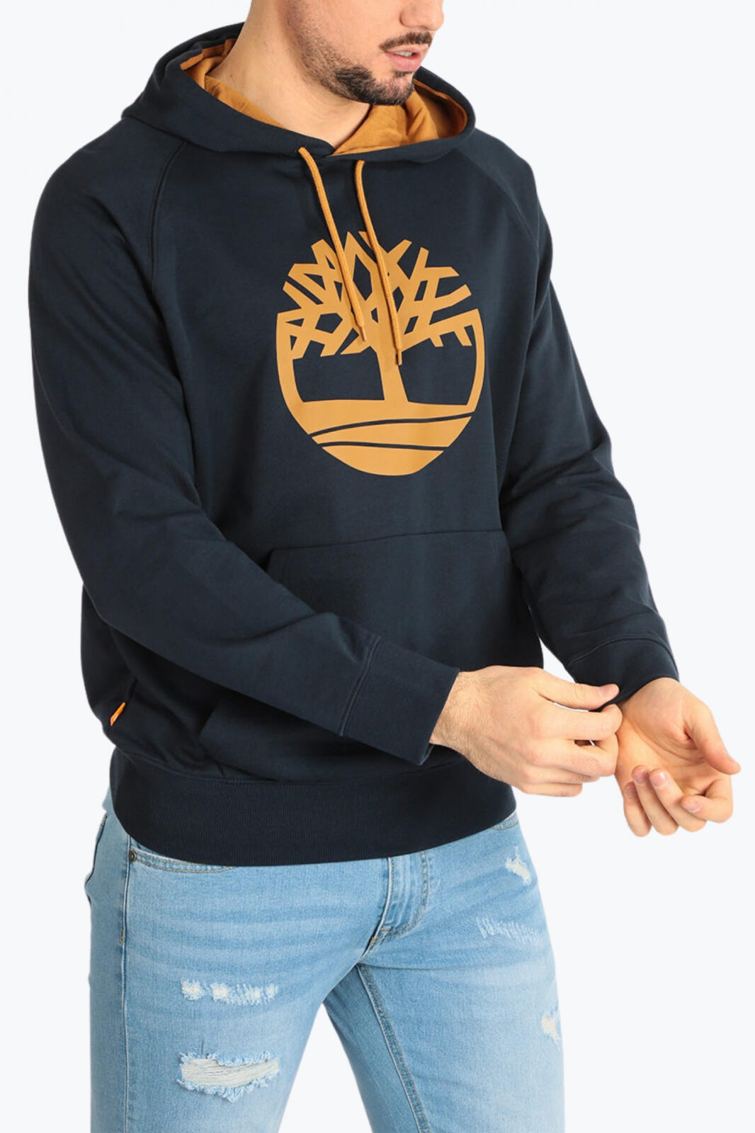 Felpa uomo con cappuccio e logo 3/4