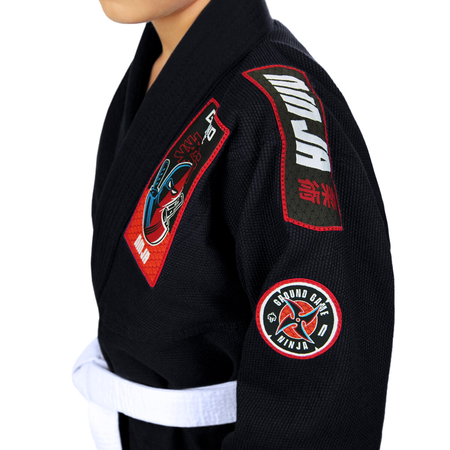 Kimono/Gi do BJJ dla dzieci Ground Game Ninja czarne 2/7