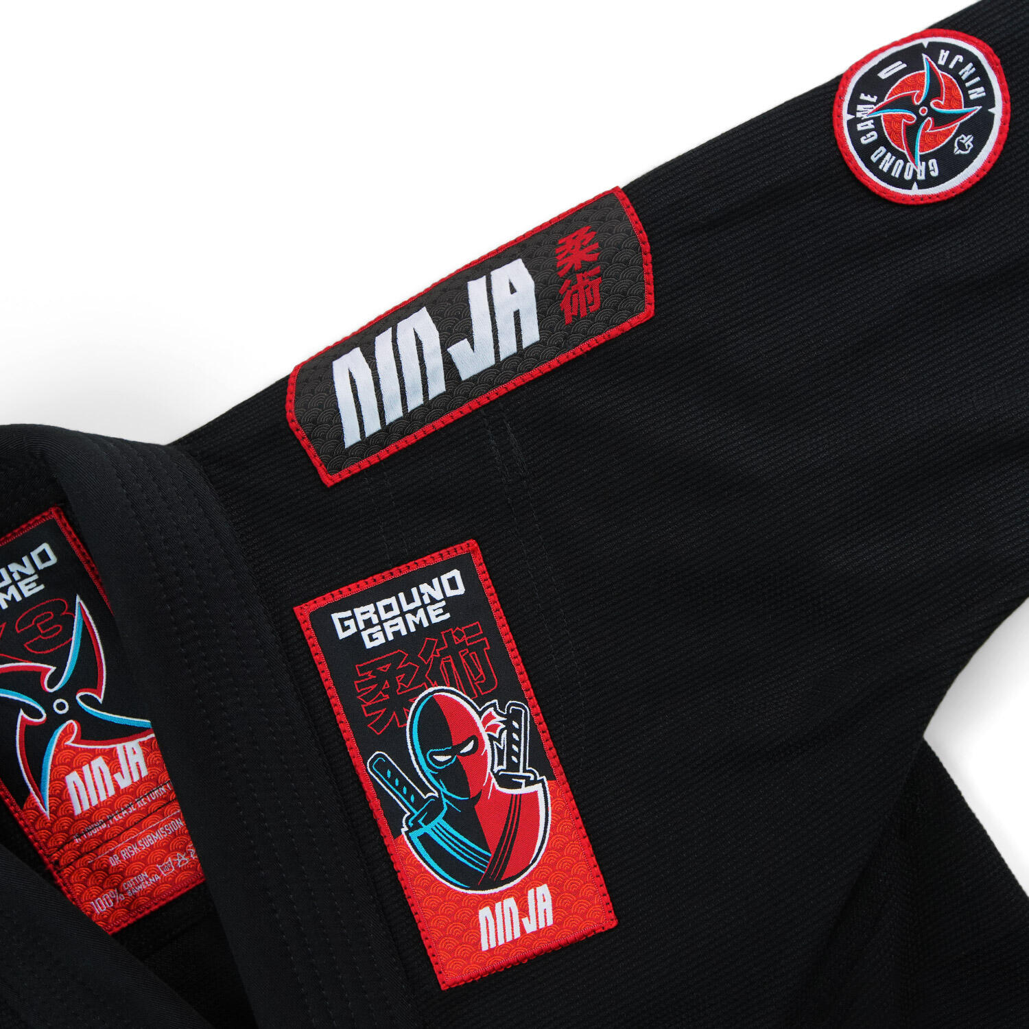 Kimono/Gi do BJJ dla dzieci Ground Game Ninja czarne 5/7