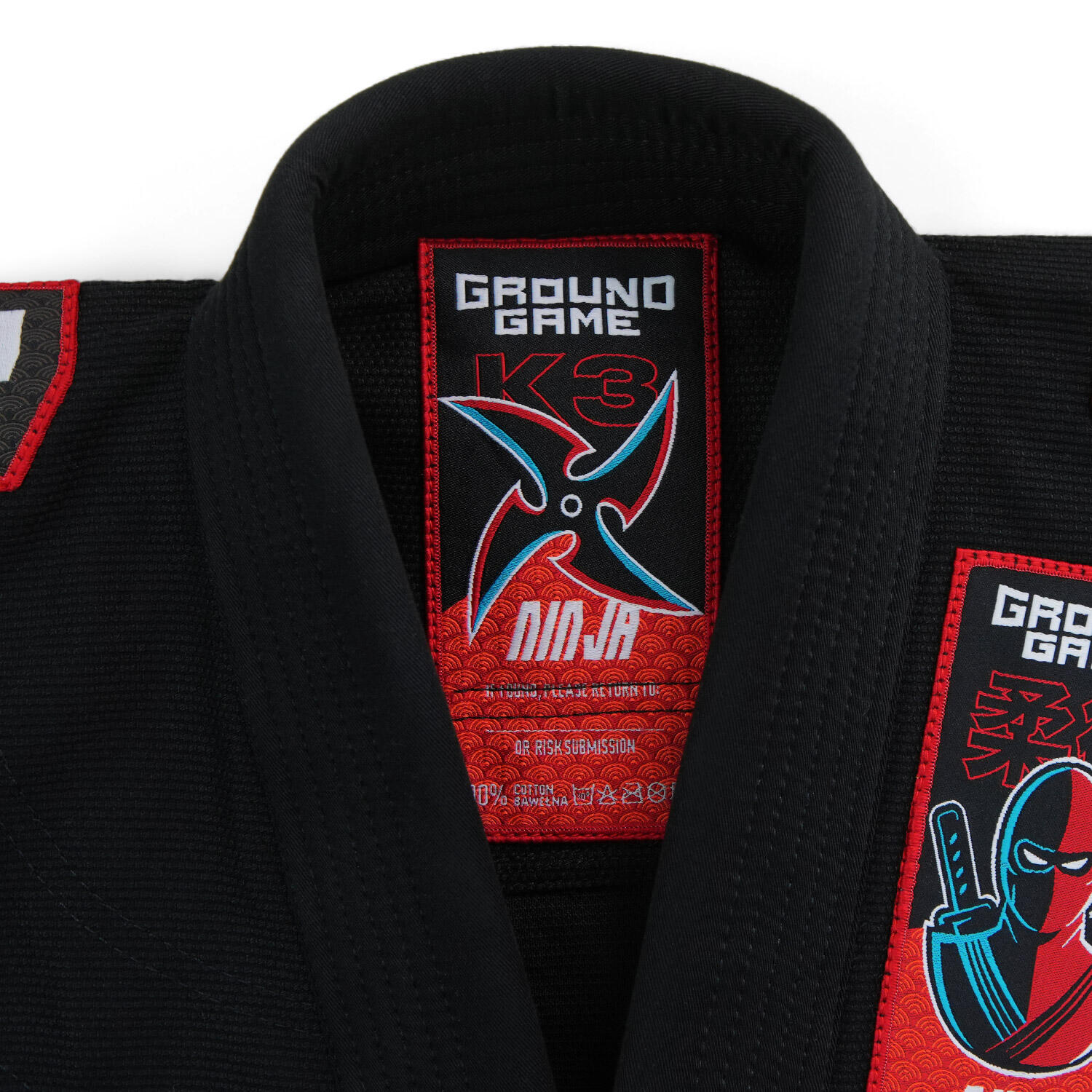 Kimono/Gi do BJJ dla dzieci Ground Game Ninja czarne 4/7