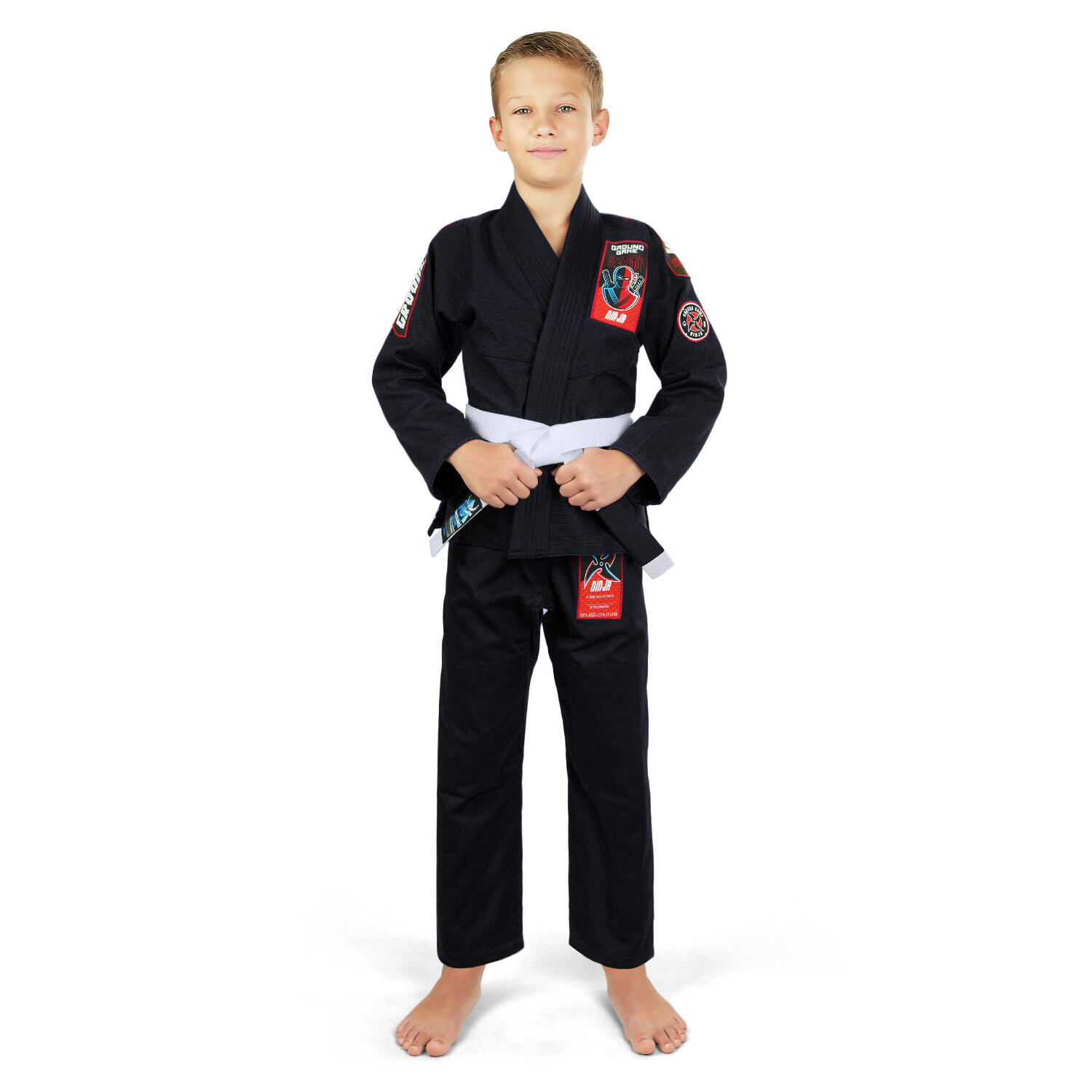 Kimono/Gi do BJJ dla dzieci Ground Game Ninja czarne 1/7