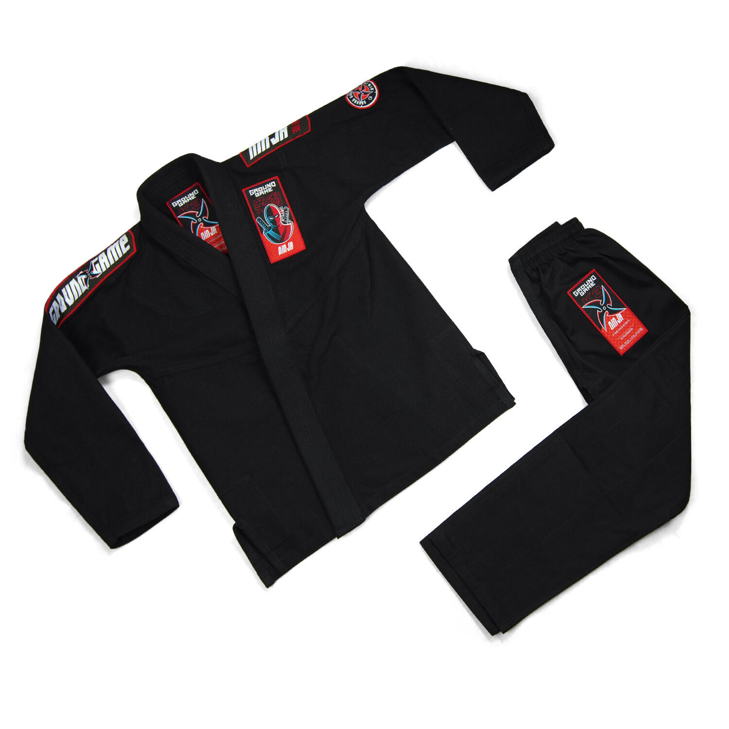 Kimono/Gi do BJJ dla dzieci Ground Game Ninja czarne 7/7