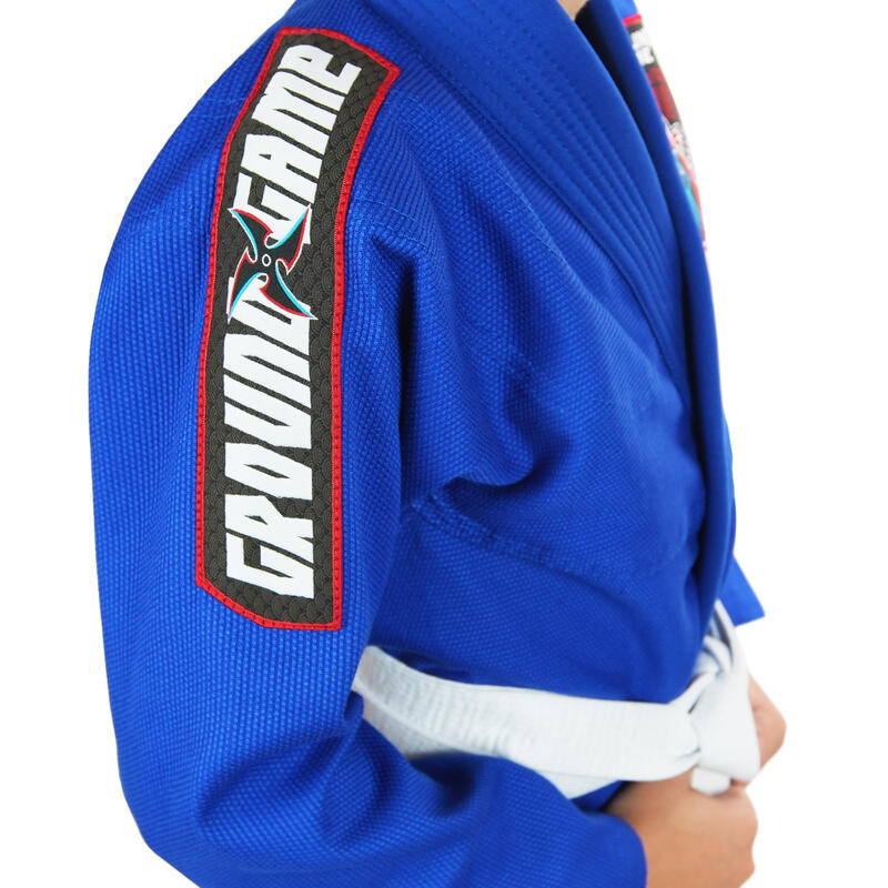 Kimono/Gi do BJJ dla dzieci Ground Game Ninja niebieskie