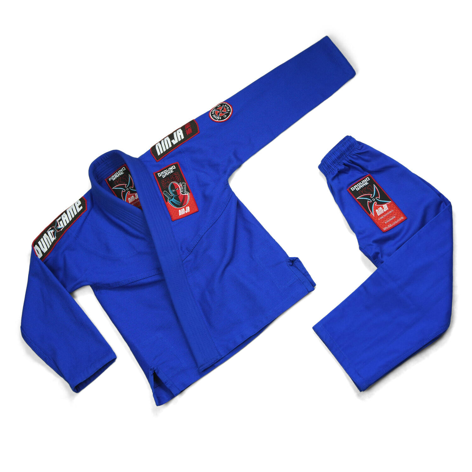 Kimono/Gi do BJJ dla dzieci Ground Game Ninja niebieskie 7/7