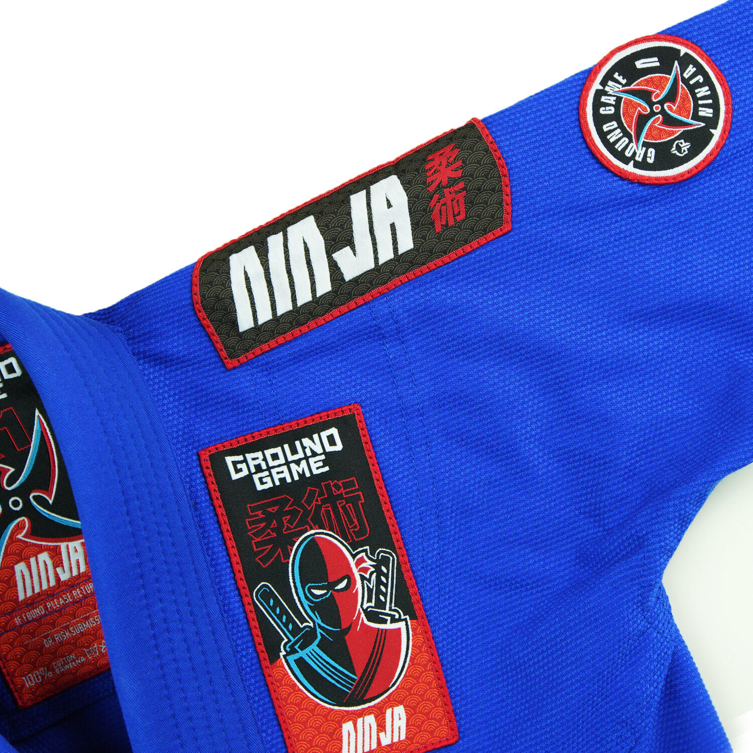 Kimono/Gi do BJJ dla dzieci Ground Game Ninja niebieskie 6/7