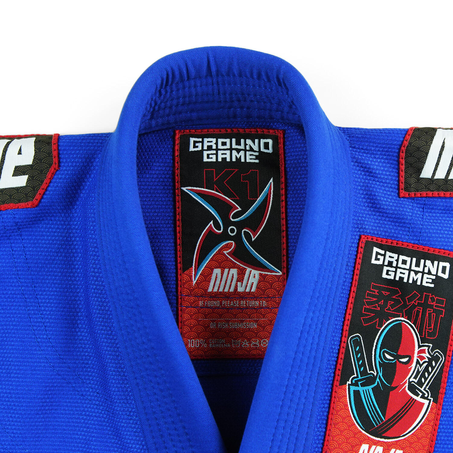 Kimono/Gi do BJJ dla dzieci Ground Game Ninja niebieskie 5/7