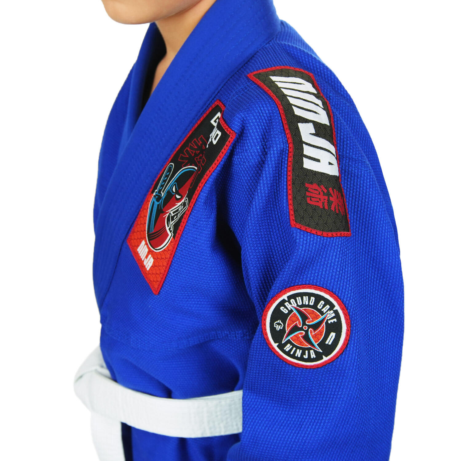 Kimono/Gi do BJJ dla dzieci Ground Game Ninja niebieskie 2/7