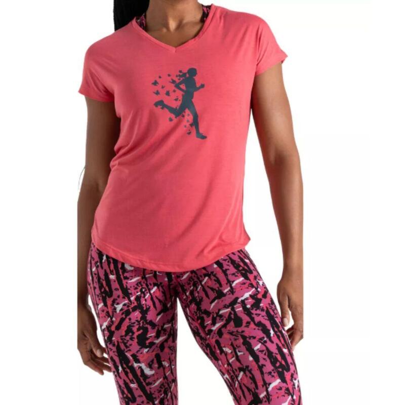 T-shirt desportiva de manga curta Mulher DARE2B CALM TEE. Sorbet Pink.