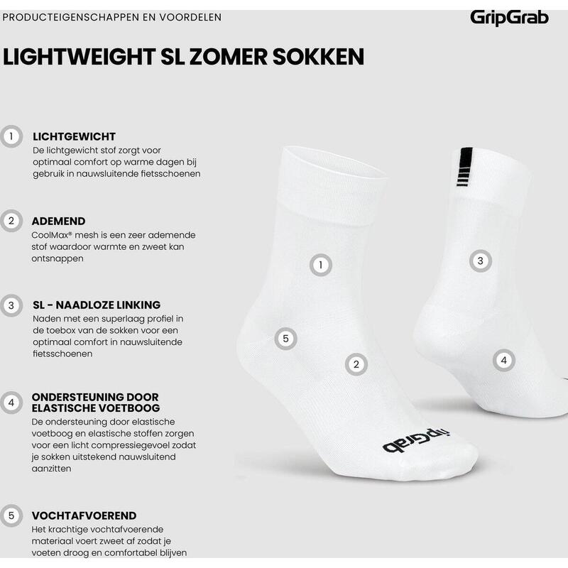 Gripgrab Lightweight Sl Regular Cut Summer Socks 3-pack White - L - (44-47)