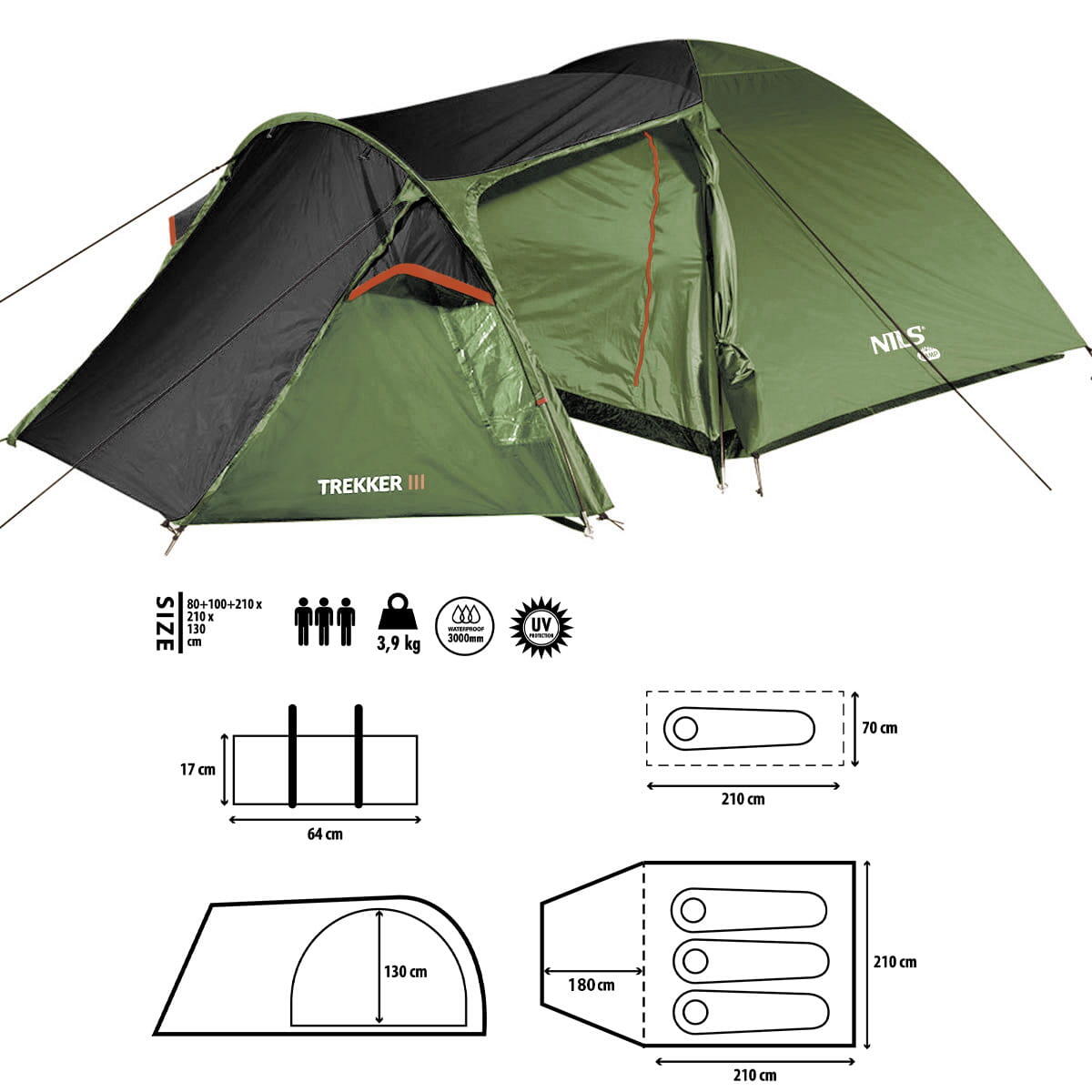 Namiot turystyczny NILS CAMP NC6312 TREKKER III 3-osobowy 3/7