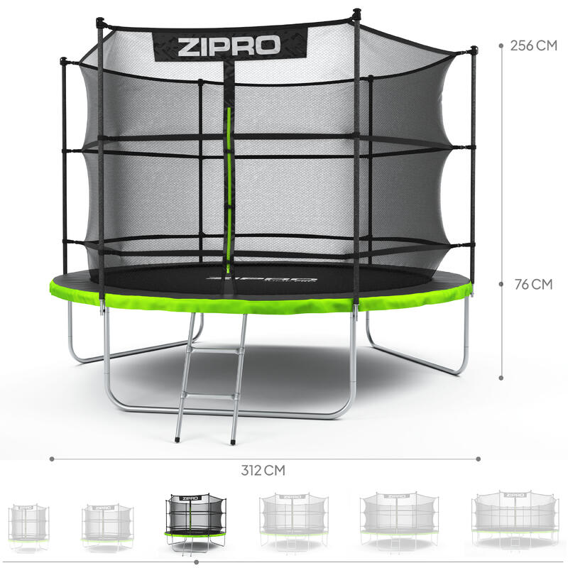 Trampolim redondo Zipro Jump Pro com rede de proteção interior 10FT 312 cm