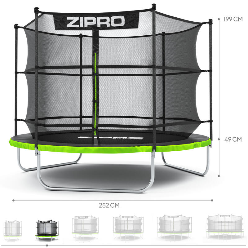 Trambulină de exterior Zipro Jump Pro cu plasă de protecție internă 8FT 252cm