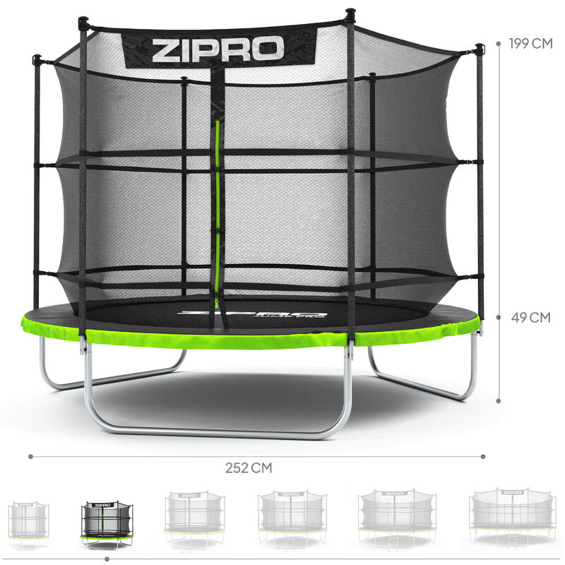 Trampolim redondo Zipro Jump Pro com rede de proteção interior 8FT 252 cm