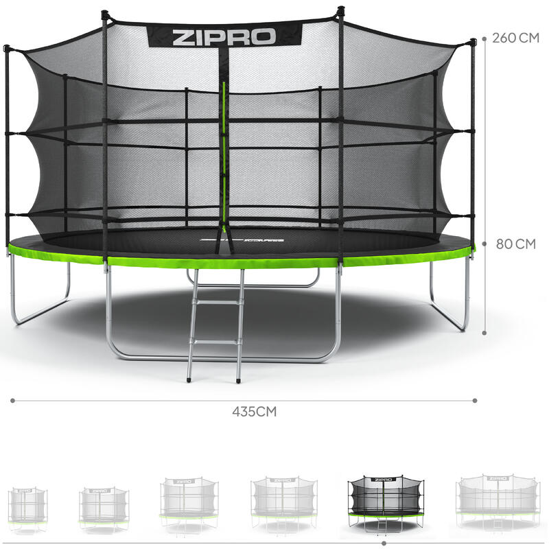 Trambulină de exterior Zipro Jump Pro cu plasă de protecție internă 14FT 435cm
