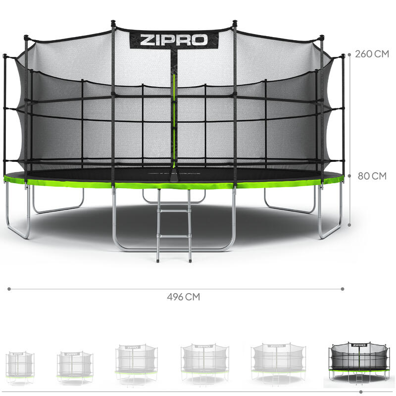 Trambulină de exterior Zipro Jump Pro cu plasă de protecție internă 16 FT 496 cm