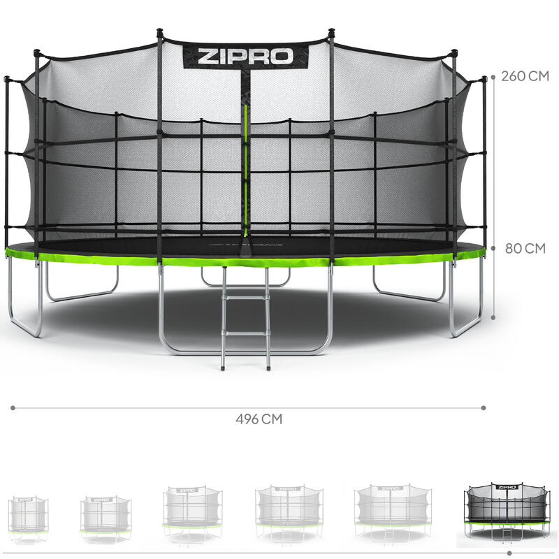 Trampolim redondo Zipro Jump Pro com rede de proteção interna 16 FT 496 cm