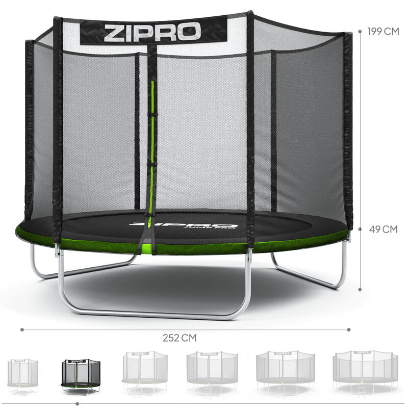 Cama elástica Zipro Jump Pro con red de seguridad exterior 8FT 252 cm