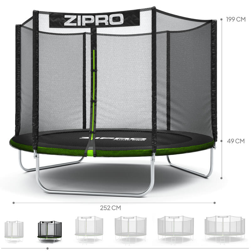 Trampolino rotondo Zipro Jump Pro con rete sicurezza esterna 8FT 252cm