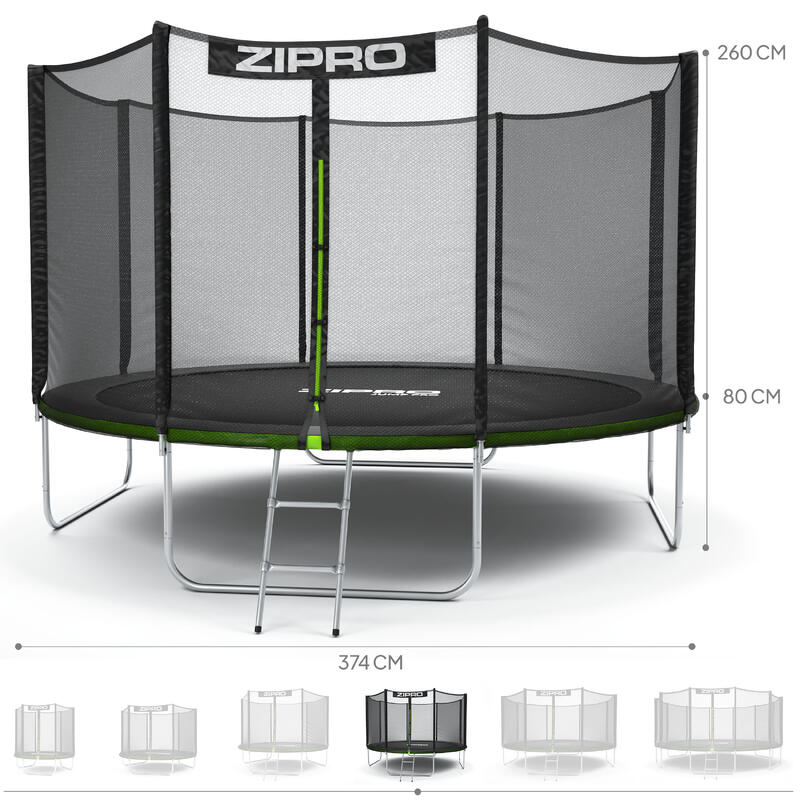 Trampolina ogrodowa Zipro Jump Pro z siatką zewnętrzną 12FT 374cm