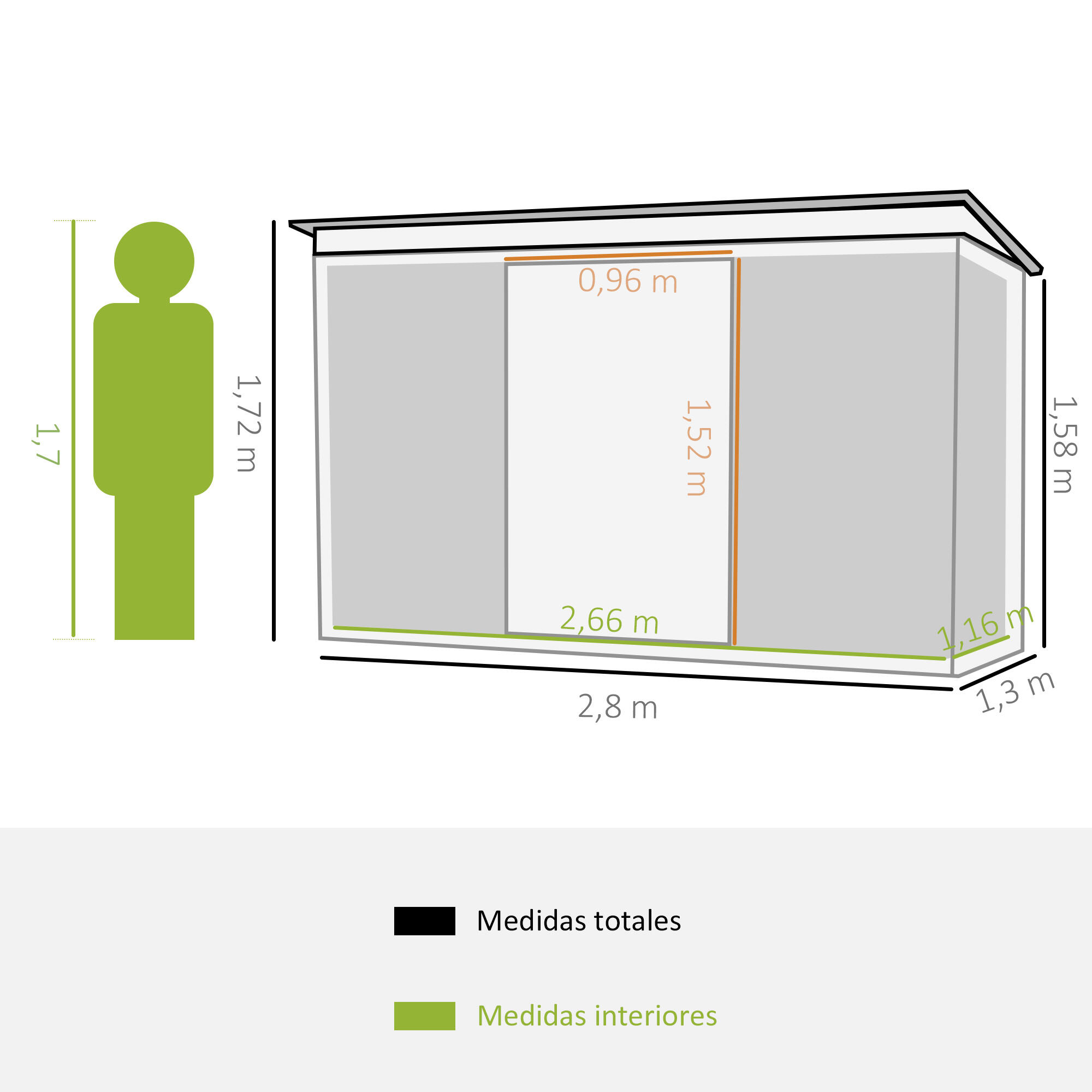 Caseta almacenamiento bicicletas Outsunny 280x130x172 cm Verde 3/6