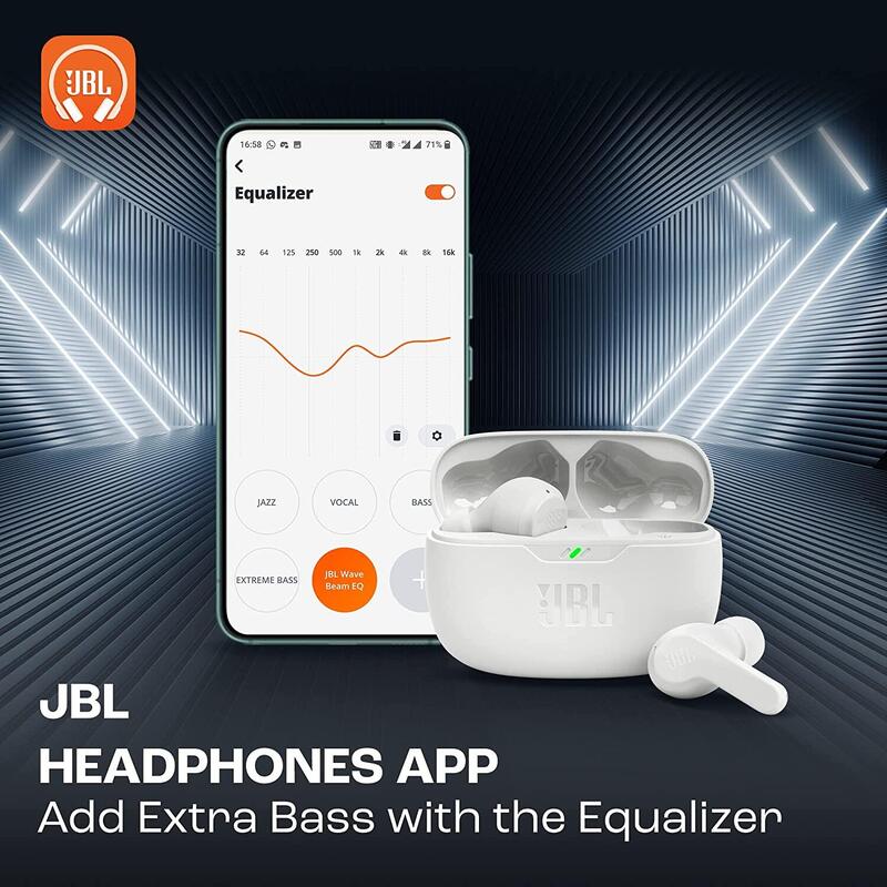 Căști Bluetooth JBL WAVE BEAM WHITE USB