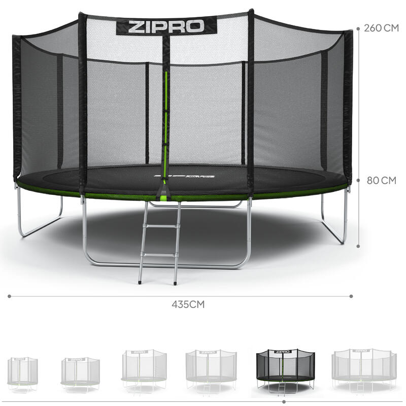 Trampoline rond Zipro Jump Pro 14FT 435cm avec filet de protection extérieur