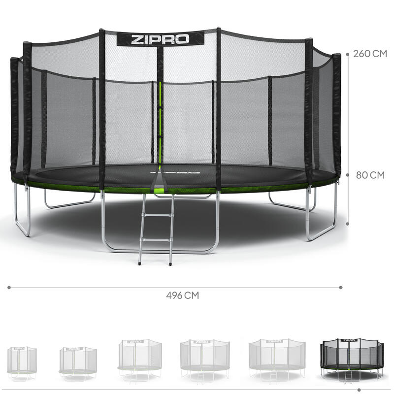 Trambulin kerek Zipro Jump Pro 16FT 496 cm külső védőhálóval