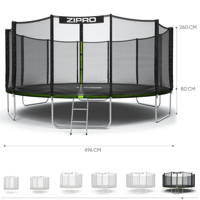 Trambulină de exterior Zipro Jump Pro cu plasă de protecție externă 16FT 496cm