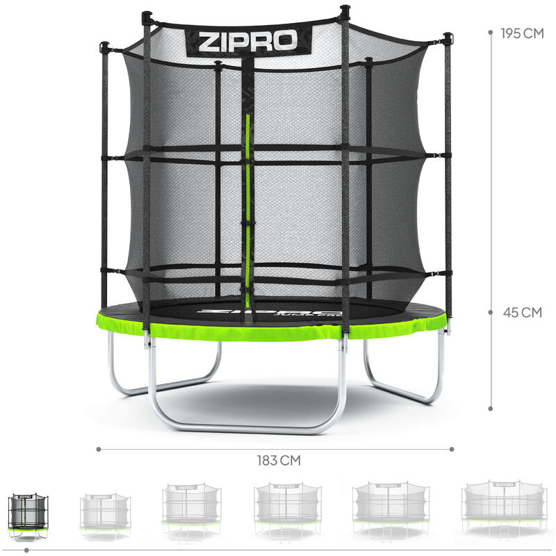 Trampoline rond Zipro Jump Pro 6FT 183cm avec filet de protection intérieur