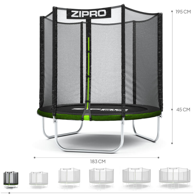 Trambulină de exterior Zipro Jump Pro cu plasă de protecție externă 6FT 183cm