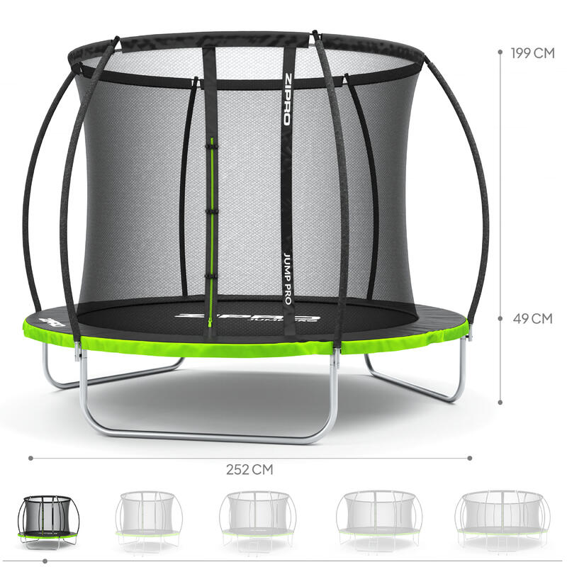 Trampoline ronde Zipro Jump Pro Premium - 8FT 252cm - met veiligheidsnet intern