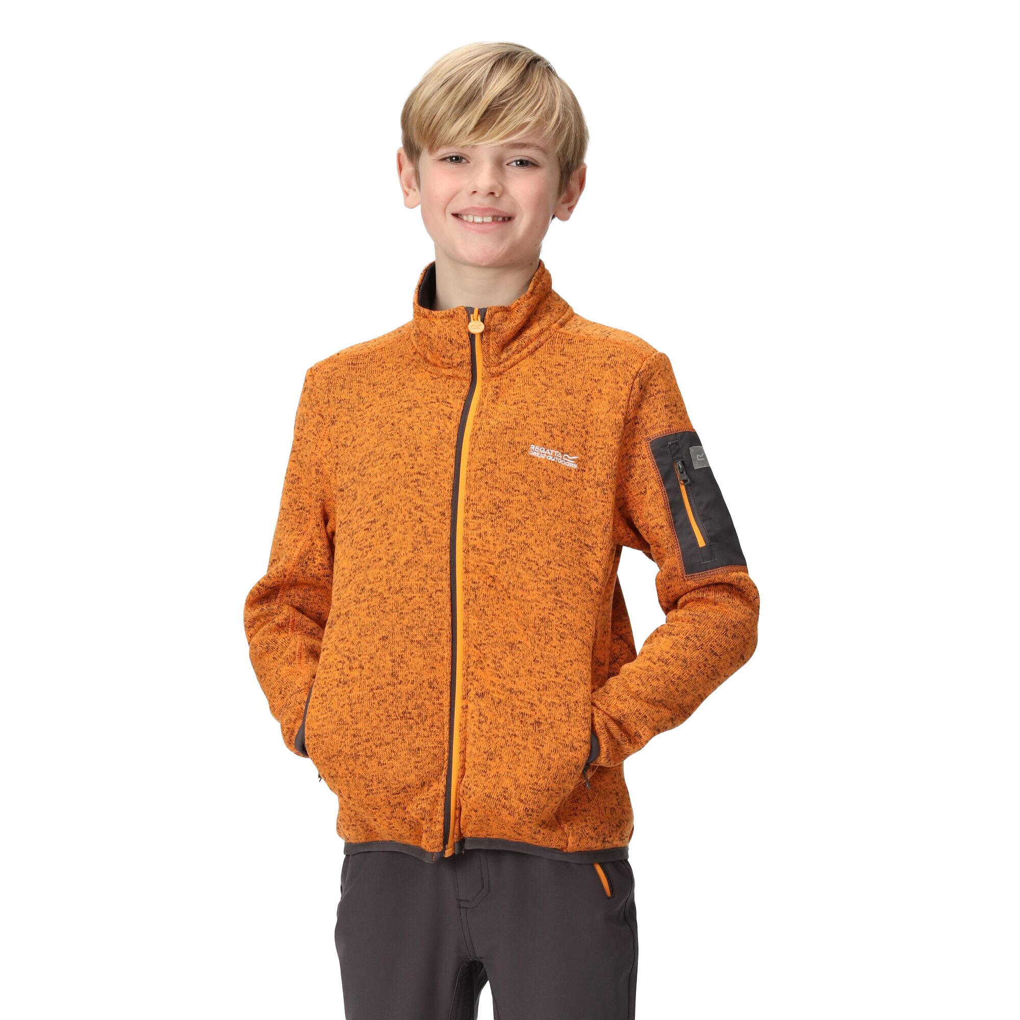 Childrens/Kids Newhill Fleece Jacket (Orange Pepper/Ash) 3/5