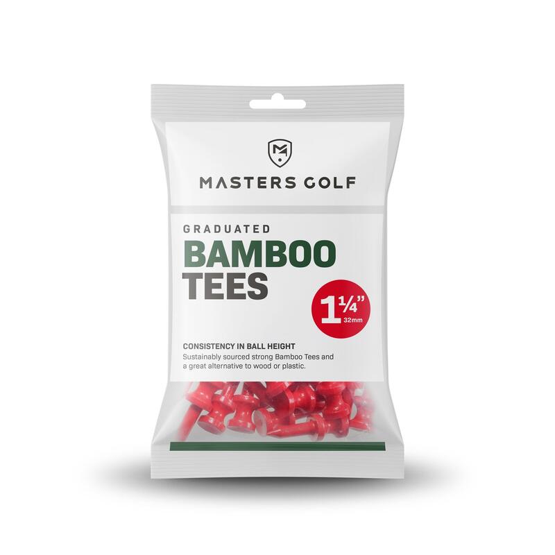 MASTERS Golf Tee Bamboo Graduated  32mm 25 stuks Rood