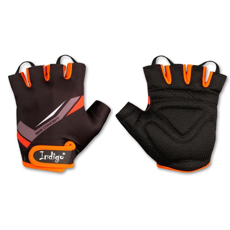 Guantes Ciclismo Hombre BIKE CONCEPT INDIGO Talle M Negro- Naranja