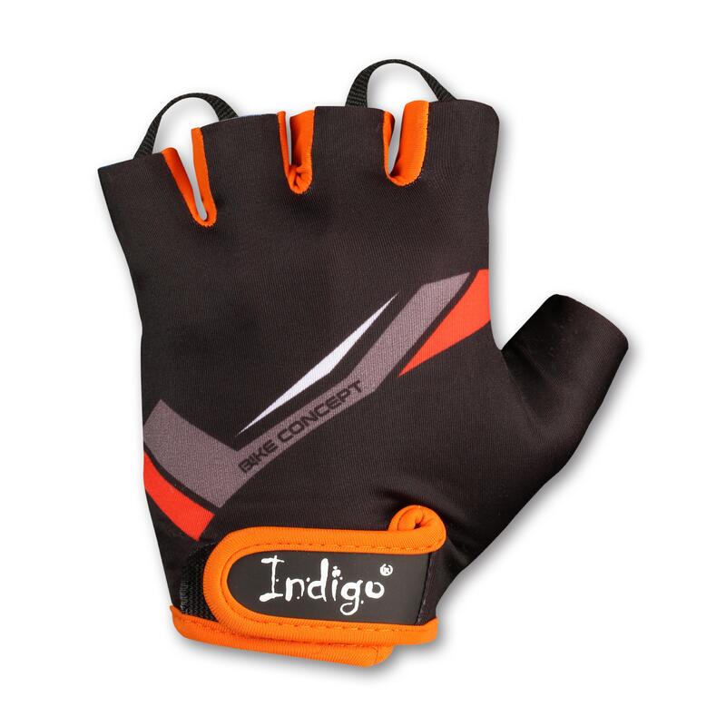 Guantes Ciclismo Hombre BIKE CONCEPT INDIGO Talle M Negro- Naranja