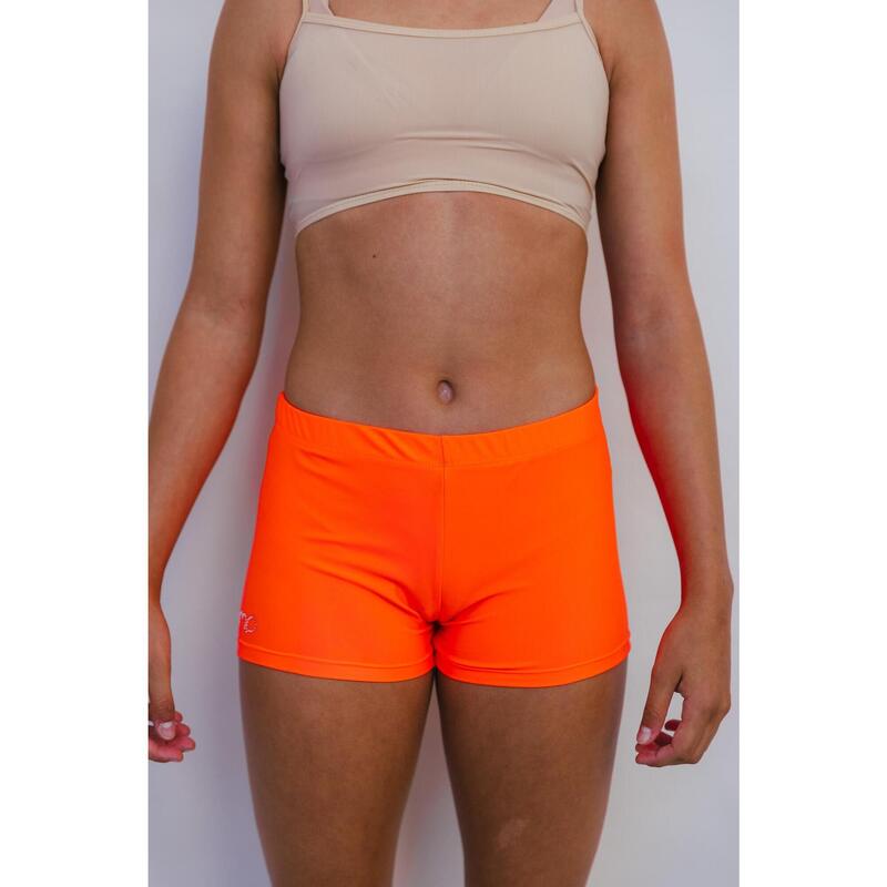 Short de gymnastique et de danse orange pour fille