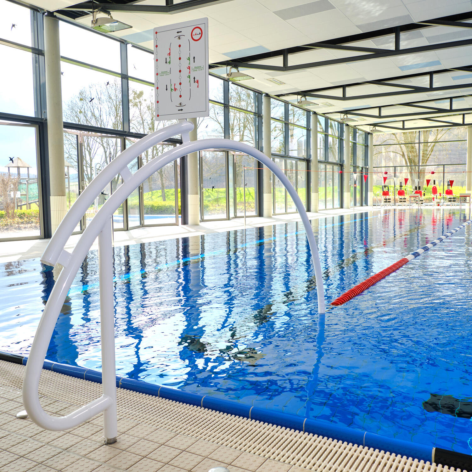 Sport-Thieme "Competition" swim lane, 25 m, With ø 50 sleeves