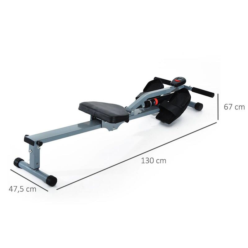 Máquina de Remo 130x47,5x67cm Cinzento HOMCOM