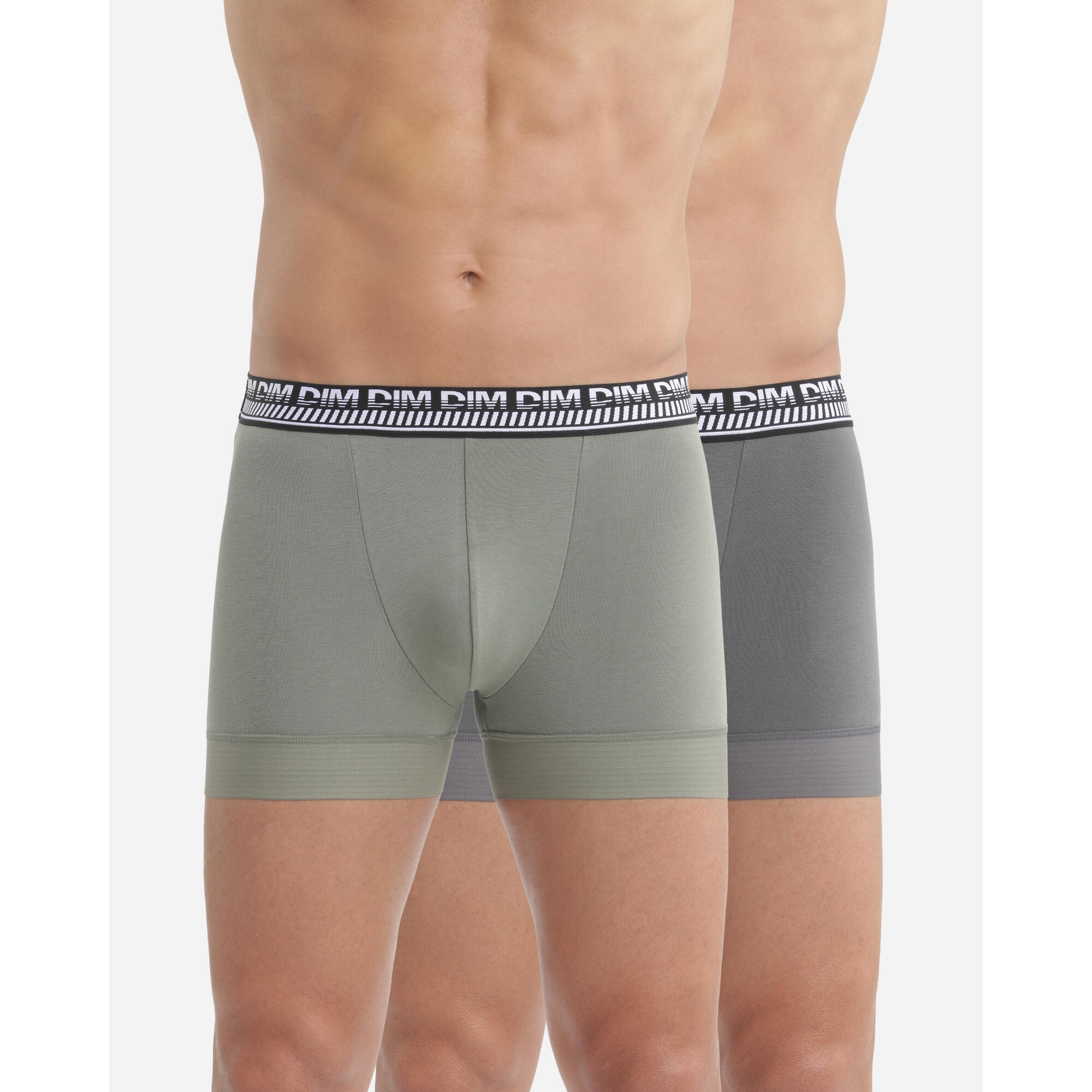 Dim - Lot De 2 Boxers Homme 3d Flex Stay And Fit - Caleçon - Gris|vert - S - Decathlon