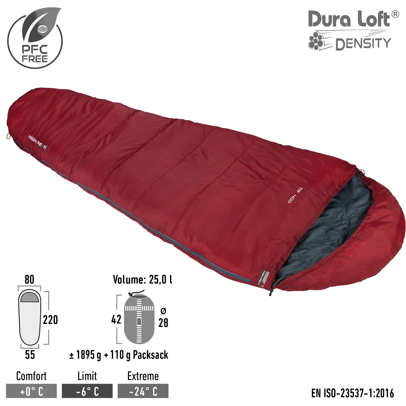 High Peak TR 400 mummy sleeping bag, 3 seasons (spring/summer/autumn) 2/7