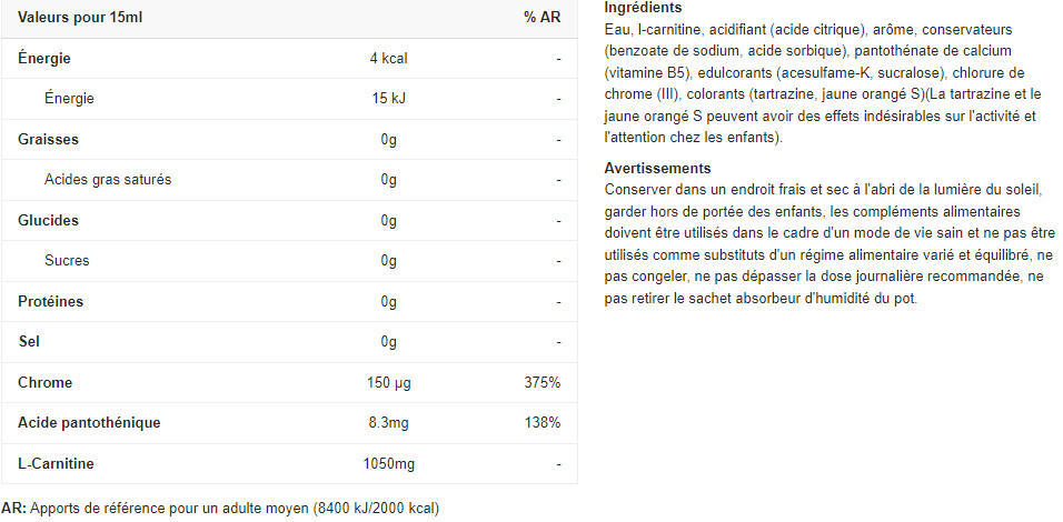L-carnitina - L-carnitina+cromo (500ml) - Naranja 2/4