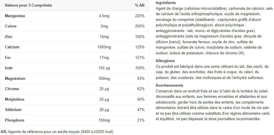 Multiminéraux - Multi Mineral Complex - 100 Comprimés 2/3