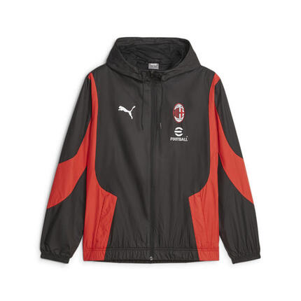 Veste d'avant-match tissée 23/24 AC Milan PUMA Black For All Time Red