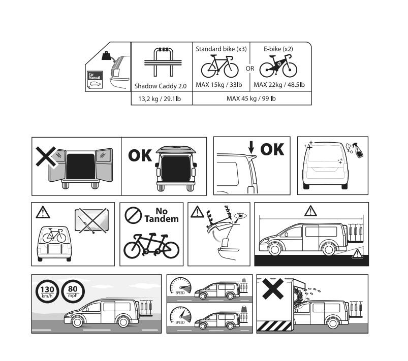 Porta Bici da portellone auto per Volkswagen Caddy IV 2021> - SHADOW CADDY 2.0 7/7