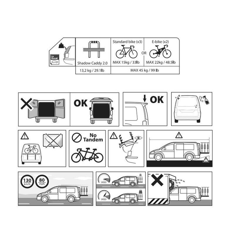 Porta Bici da portellone auto per Volkswagen Caddy IV 2021> - SHADOW CADDY 2.0