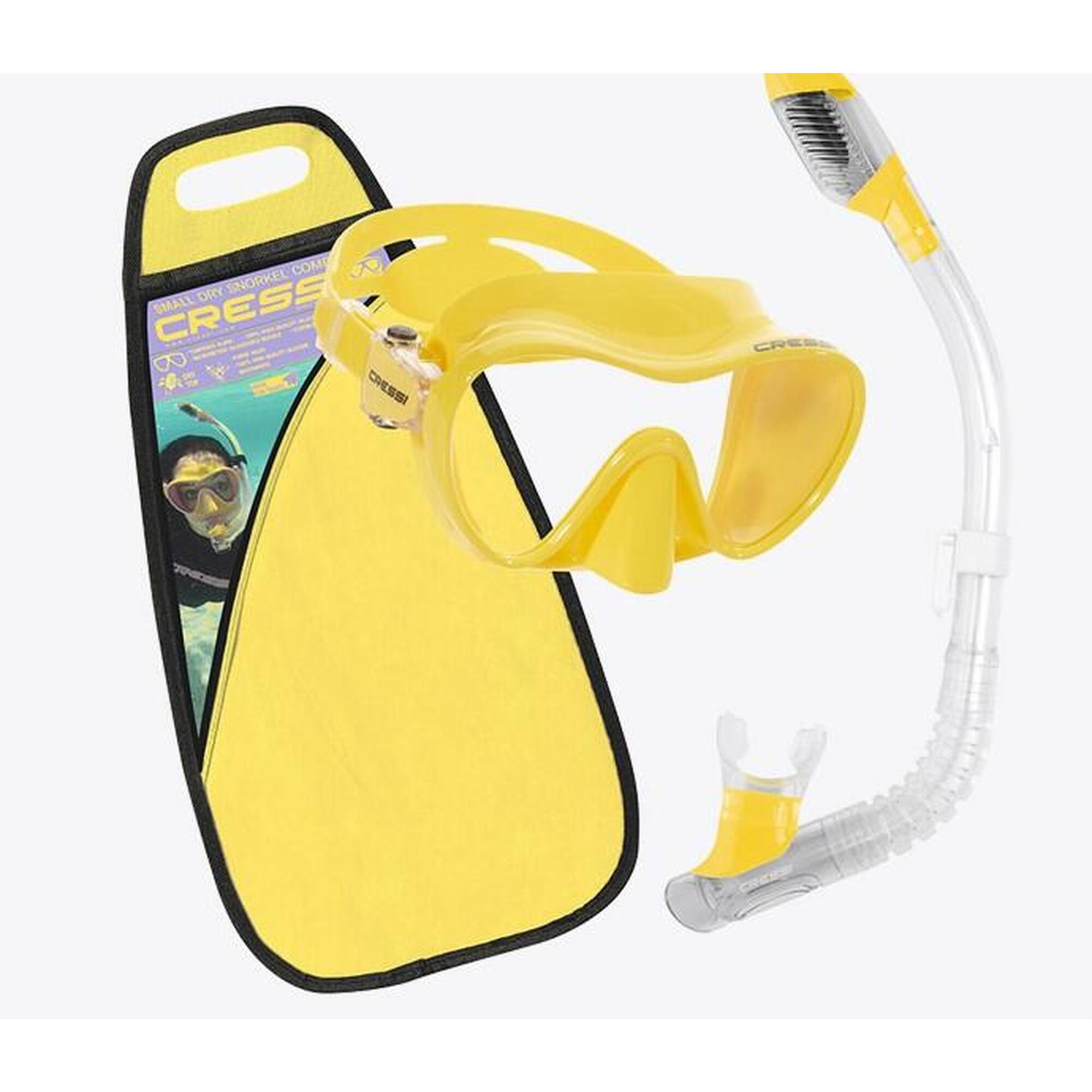 F1 Small Mask + Mini Dry Snorkel Set for Kids - Yellow