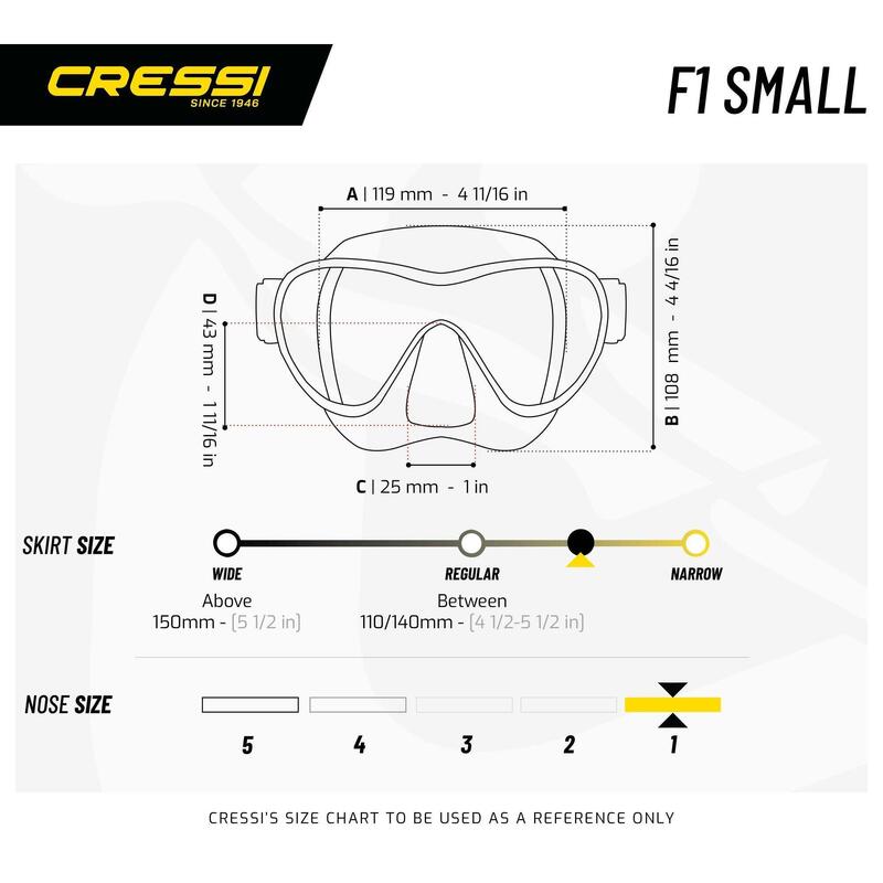 F1 Small 面鏡 + Mini Dry 呼吸管套裝兒童 - 黃色